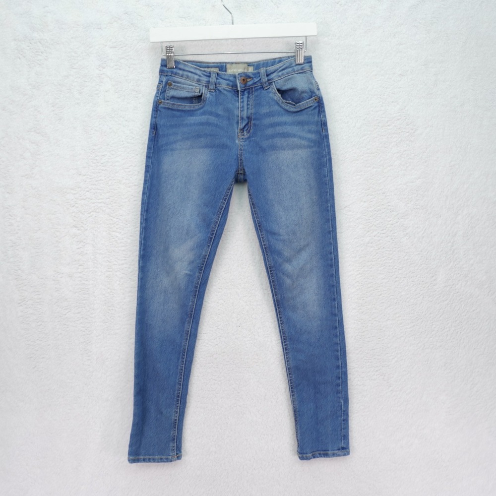 Lucky Brand Girls Zoe Skinny Blue Denim Jeans -14 26 / 27- Stone Wash Whisker